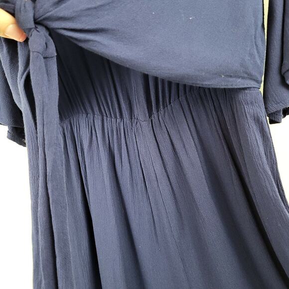 Entro Womens Blue 3/4 Sleeve V Neck Front Knot‎ One Piece Pantsuit Size Medium - Picture 5 of 11